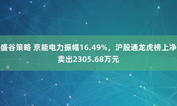 盛谷策略 京能电力振幅16.49%，沪股通龙虎榜上净卖出2305.68万元